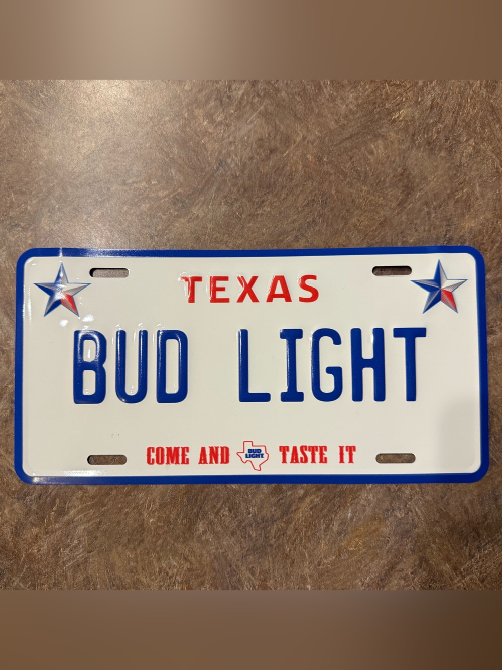 Bud Light Rodeo Texas Novelty License Plate - White & Blue - Come and Taste It